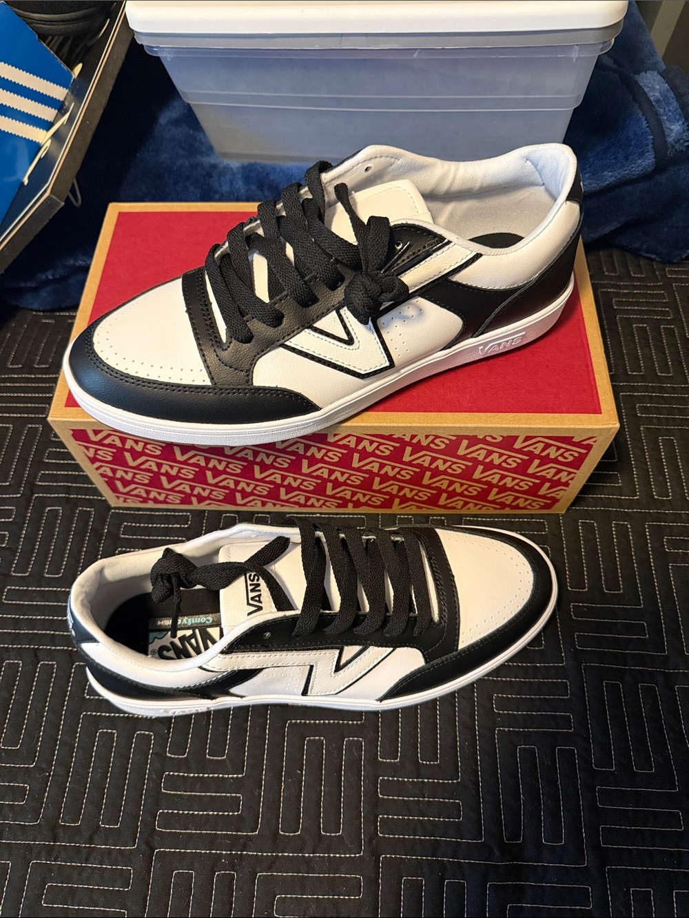 Vans Men’s Black and White Low-Top Sneakers with Bold Contrast